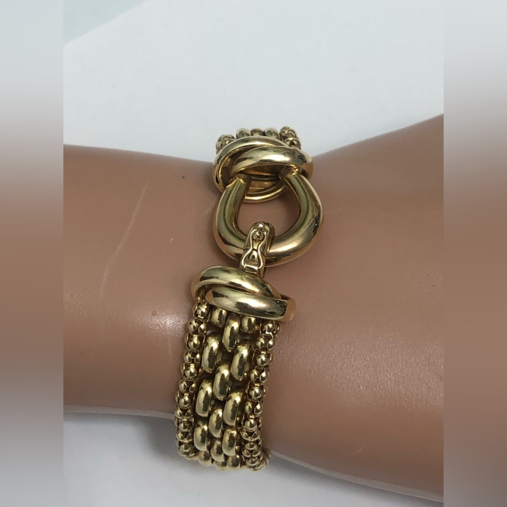 14K Yellow Gold, Heavy, Wide,  Link Bracelet, Italian Style. 7.5 25g